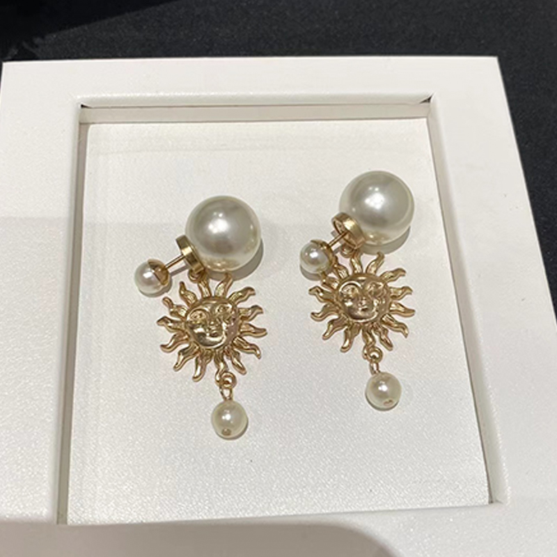 奥米迪奥太阳花珍珠耳钉吊坠新