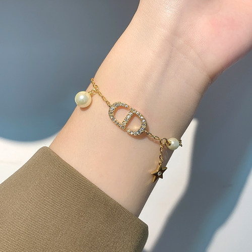 奥米迪奥D镶钻珍珠手链欧美