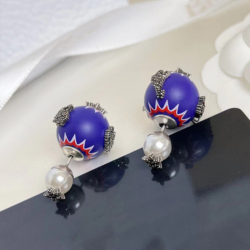 奥米迪奥彩色复古青花瓷立体动物耳钉女气质2026年新款潮设计耳环