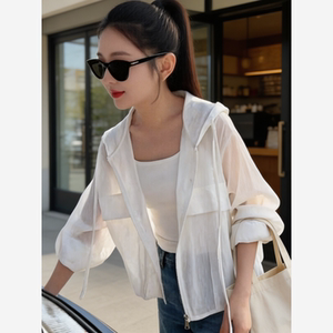 防晒衣女轻薄透气短款纯色外套2026新款韩版宽松连帽防晒服小个子