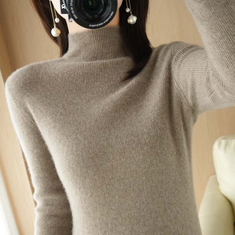 洋气高领修身打底衫女2025新款短款内搭针织衫显瘦简约中领1222u