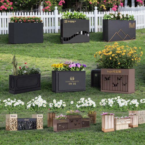 定制户外围栏隔断不锈钢花箱成品铁艺金属阳台造景护栏露台花盆