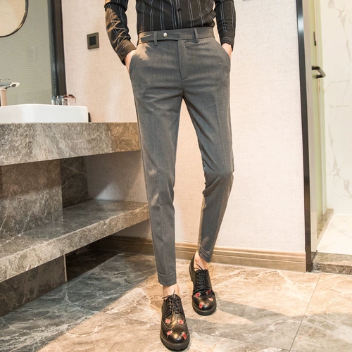 Демисезонные утепленные штаны для отдыха, мужской костюм, облегающий крой, в корейском стиле