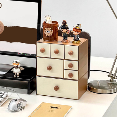 桌面收纳盒抽屉式学生宿舍杂物文具笔分格多层储物盒办公室置物架