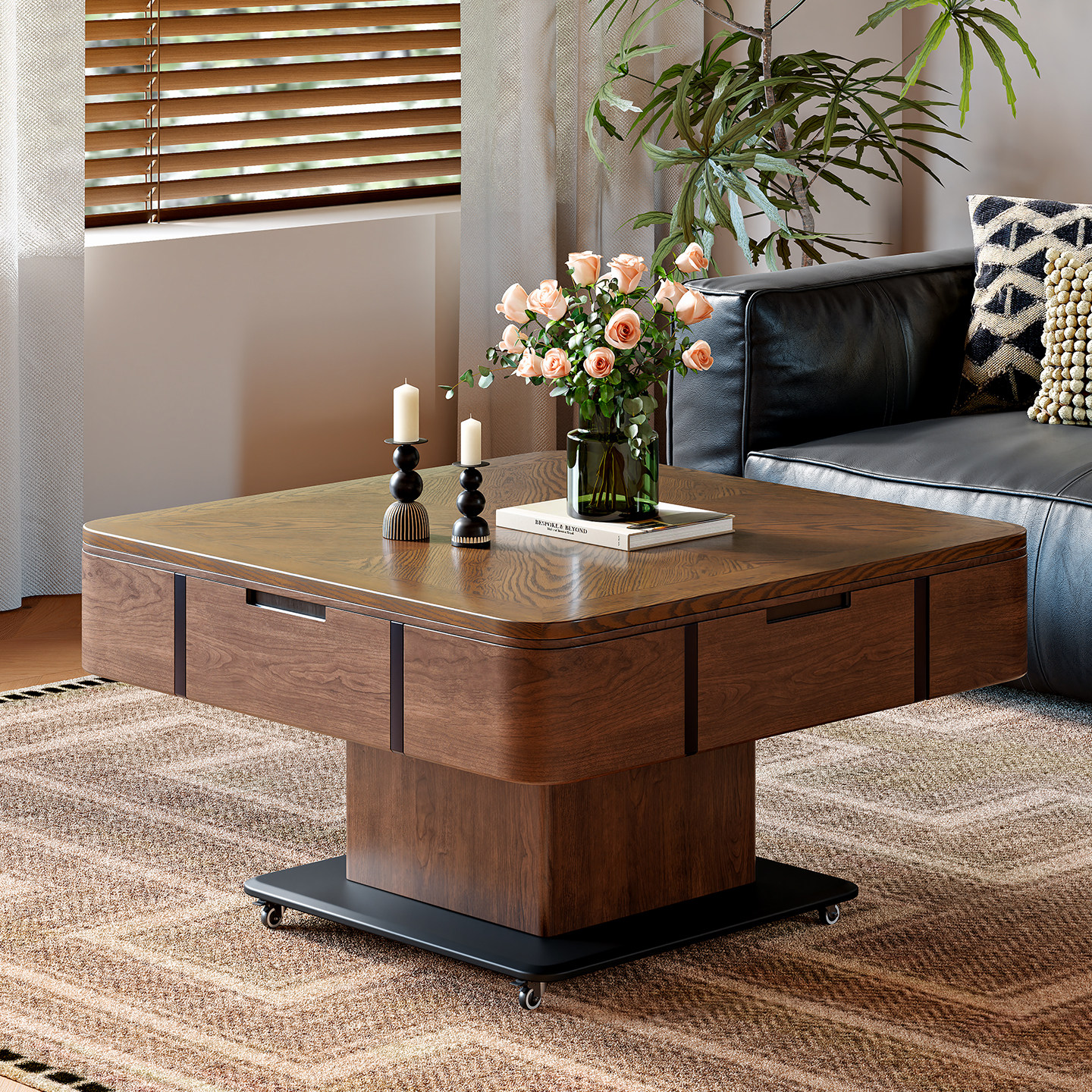 多功能麻将桌茶几两用一体家用实木全自动棋牌桌升降茶台麻将机