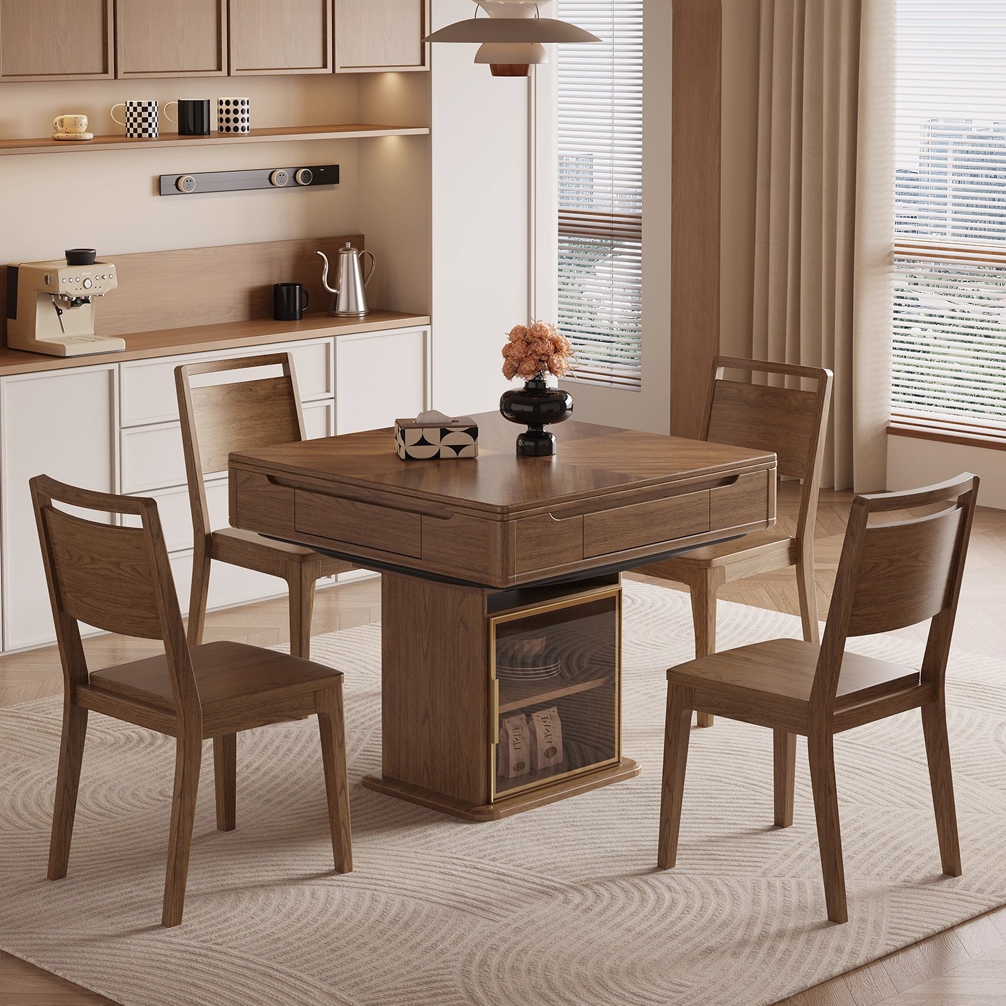 金仕麻将机小户型实木餐麻两用