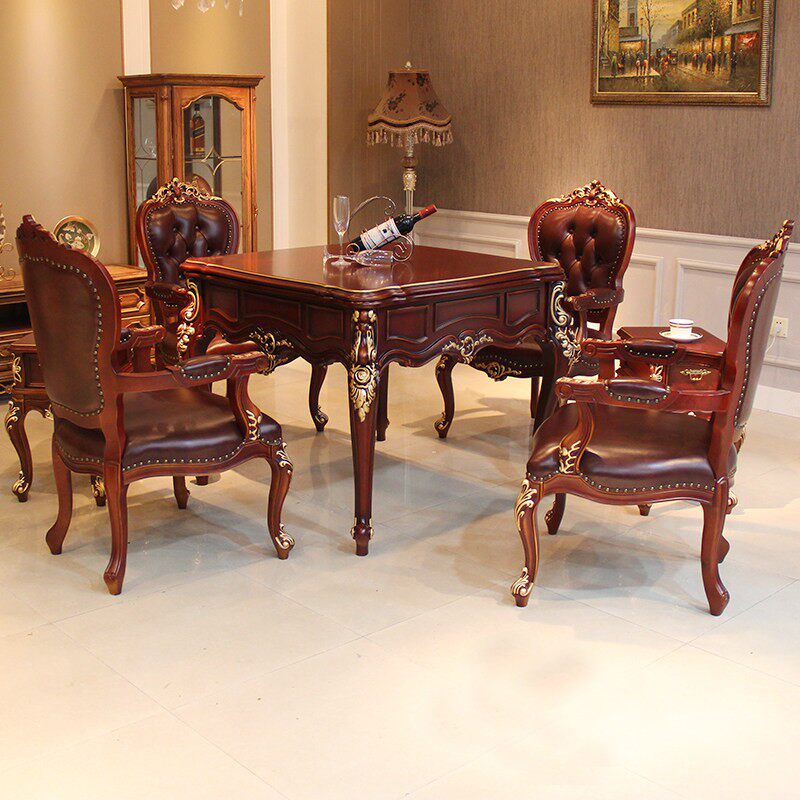 新款 高档欧式麻将机全自动家用实木麻将桌两用餐桌美式饭桌一体