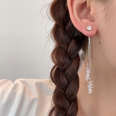 欧比·雅比花朵流苏耳环女小众设计感高级轻奢气质长款显瘦耳饰