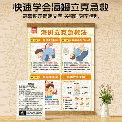 海姆立克急救法挂图磁吸冰箱贴婴儿一岁以上成人家用安全提示AC23