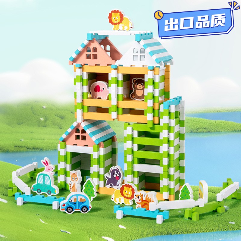 榫卯积木拼搭建筑师构建小屋儿童早教空间想象益智力亲子DIYCE38