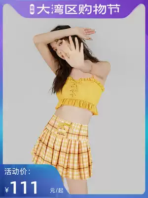 Swimsuit 2020 new hot spring student hipster sexy thin chest gathered two-piece skirt swimsuit women