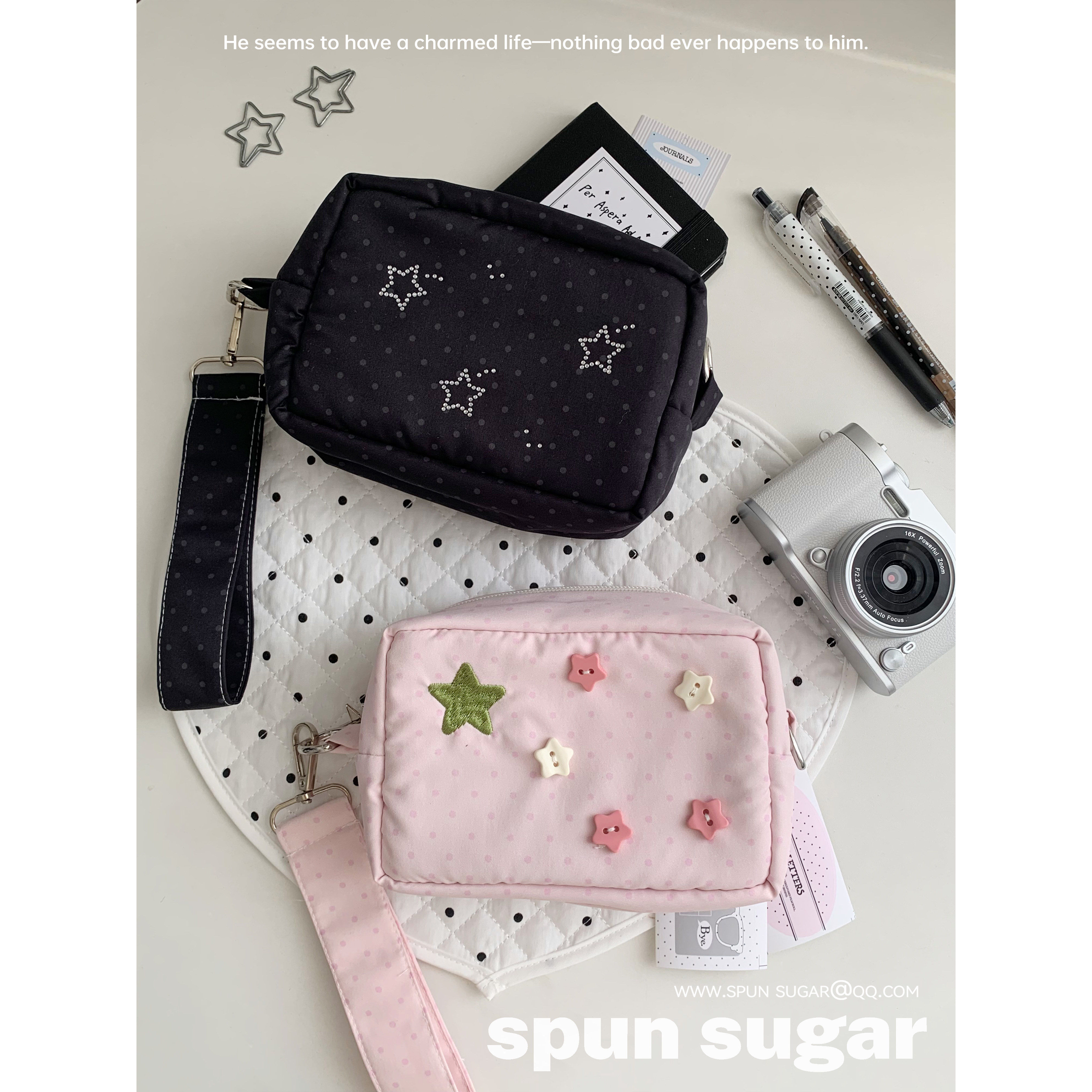 棉花加点儿糖原创草莓波点CCD相机包可爱韩系零钱包多功能收纳包