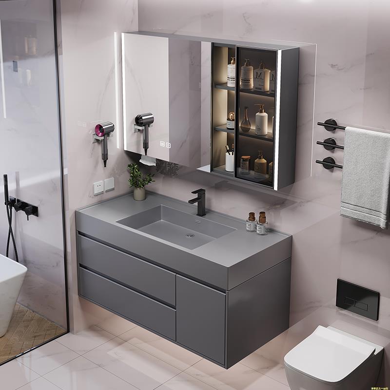 浴室柜纳米云岩石一体盆卫生间洗手盆柜组合定制岩板洗脸盆洗漱台