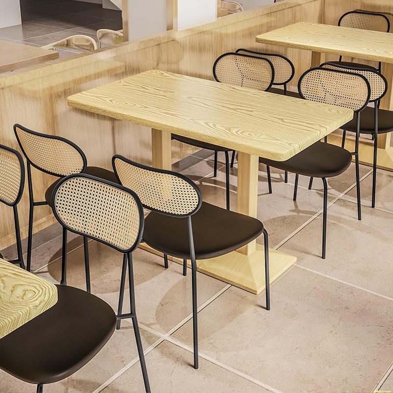 餐饮桌椅组合商用早餐快餐食堂小吃粉面店餐桌椅子奶茶店一桌四椅