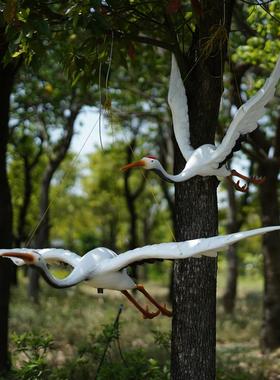 户外飞仙鹤摆件玻璃钢仿真动物雕塑模型园林庭院水池鸟类草坪装饰