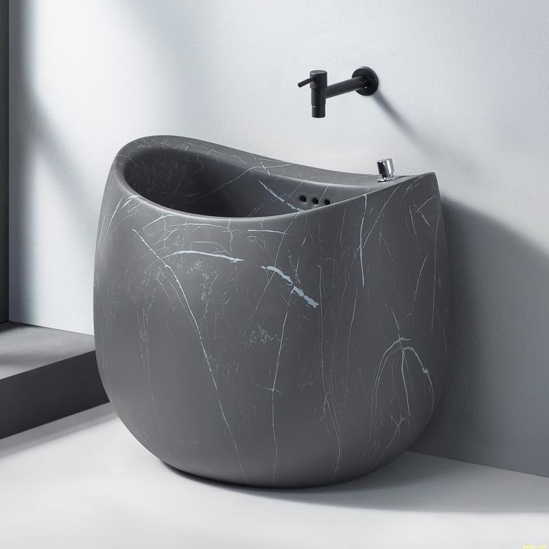 蛋型灰岩板大理石纹陶瓷拖把池阳台家用拖布池户外别墅庭院墩布池