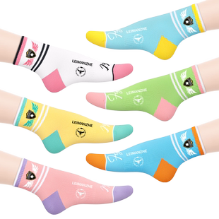 雷曼哲棉袜子女士中筒袜春秋款抗菌防臭吸汗运动袜可爱女式长袜潮