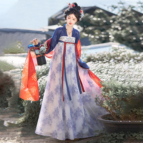 唐制复原款齐胸胸襦裙刺绣春夏款