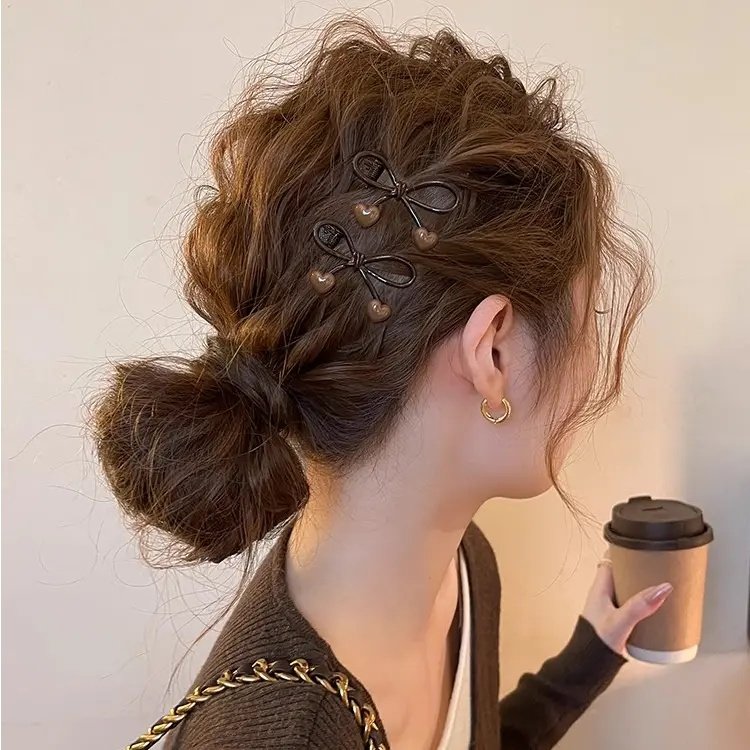 韩系高端蝴蝶结爱心刘海发夹