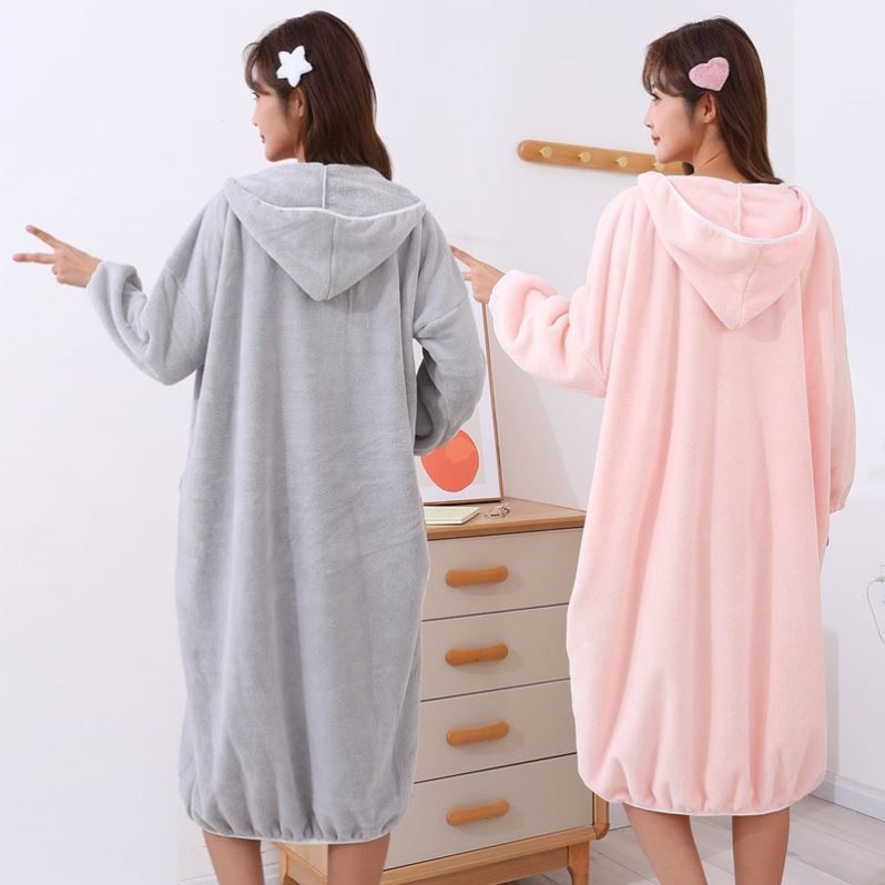 浴巾浴袍女吸水速干洗澡浴衣裙秋冬新款可穿可裹巾居家服加厚睡袍