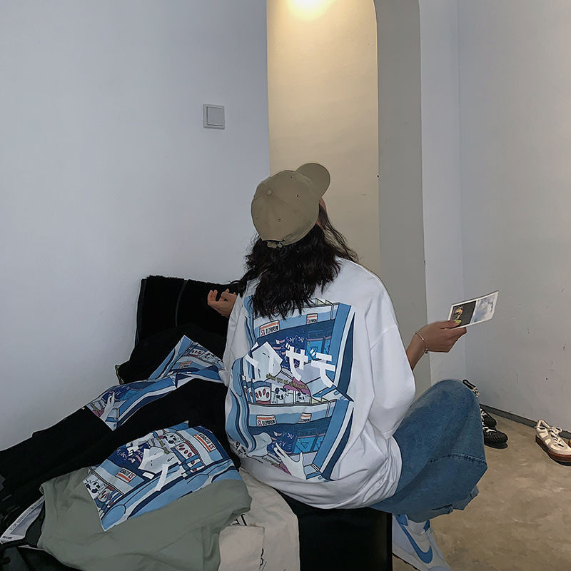 日系古着潮牌短袖t恤女夏2021宽松韩版ins原宿风chic港味半袖上衣|ruв категории Женская одежда, женской одежды - от Buy2taobao.com для оказания профессиональной услуги покупки агента Taobao