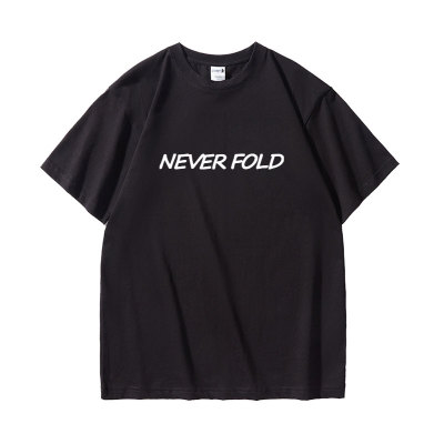 Ollymurs德扑t恤男德州扑克牌游戏衣服字母圆领never fold短袖衫