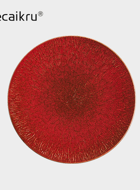 北欧牛排盘意面盘陶瓷西餐盘红色餐盘早餐盘家用大平盘菜盘子餐厅