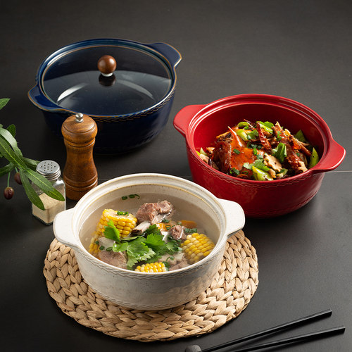 窑变双耳汤碗家用美式大号汤碗高级感汤盆酸菜鱼大盆碗海鲜干锅碗