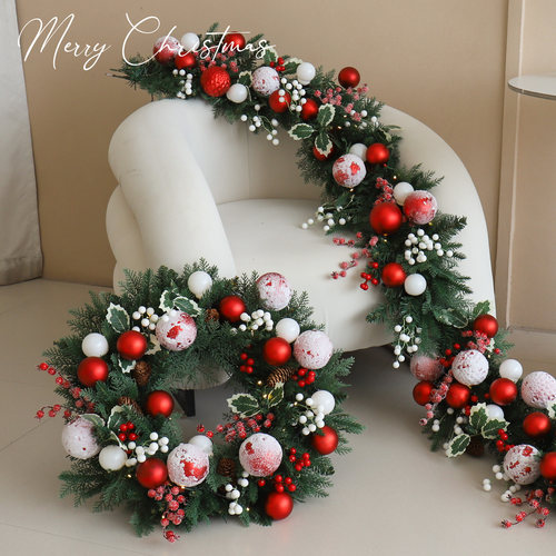 柏叶pe藤条花环门挂装饰