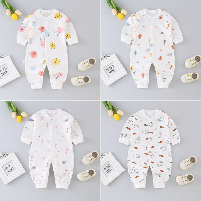 婴儿秋季纯棉长袖0-3连体哈衣