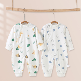 哈衣爬服 婴儿衣服春秋宝宝护肚连体衣新生儿纯棉月子服长袖 四季 款