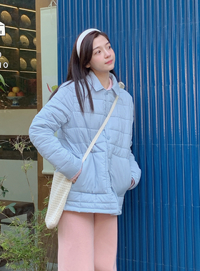 陈大事1230studio  冰川蓝格子绗缝棉服轻量级棉外套内搭