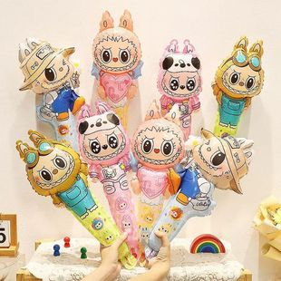 可爱卡通拉布布气球手持棒儿童生日派对装饰布置labubu气球地推