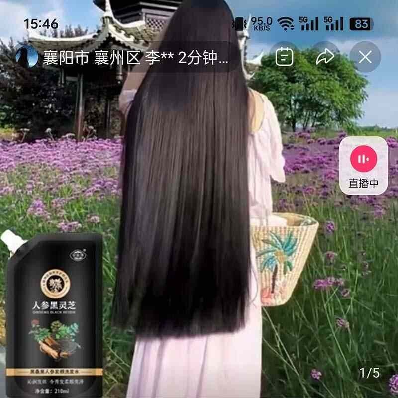 草本泽人参黑灵芝洗发水官方正品淇淇商行苗寨防脱发白转黑洗发露