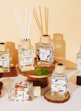 新款花香无火香薰精油藤条香氛家居室内酒店空气芳香剂香薰摆件香