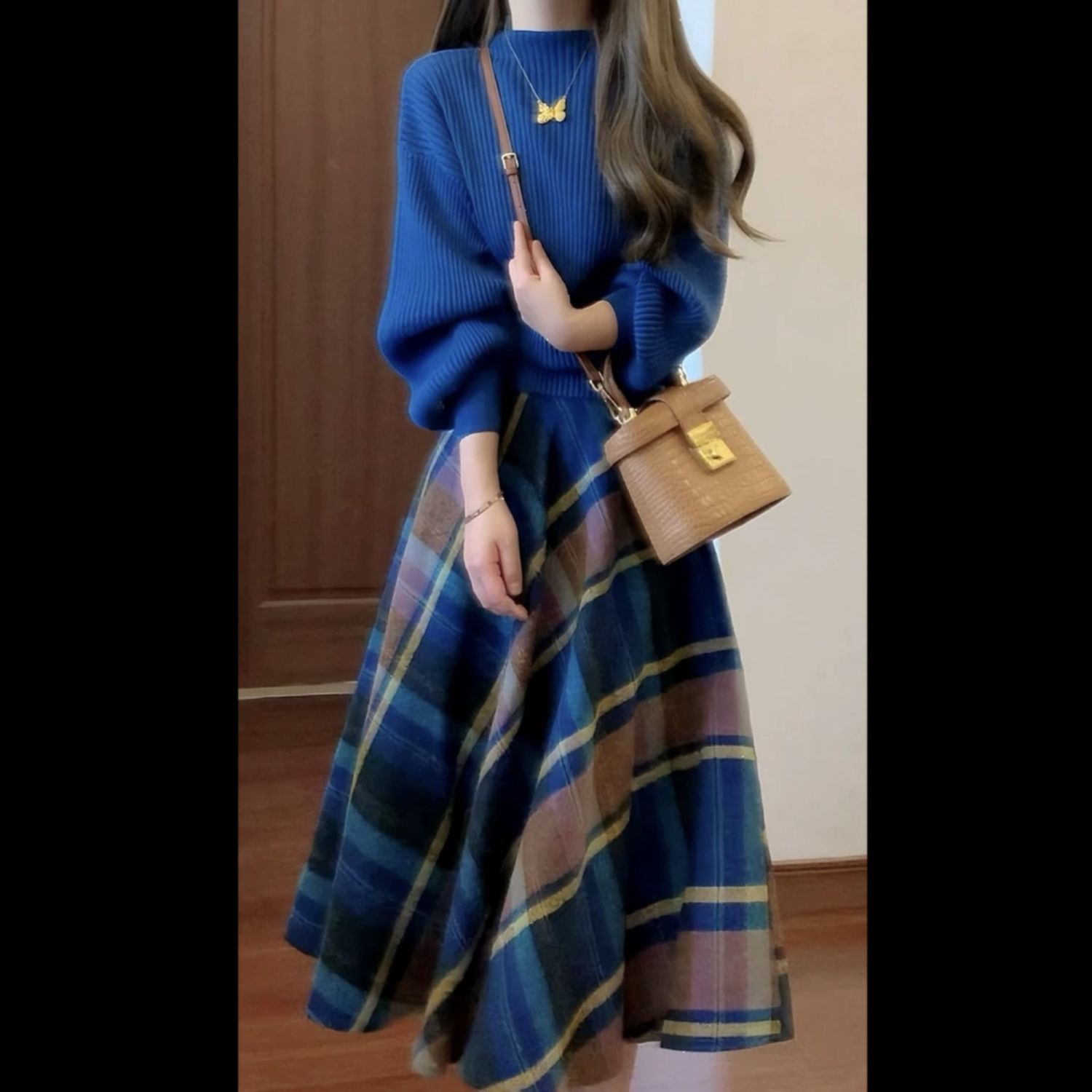 赫本风复古套装女春季气质小香风女神范高级感毛衣半身裙子两件套