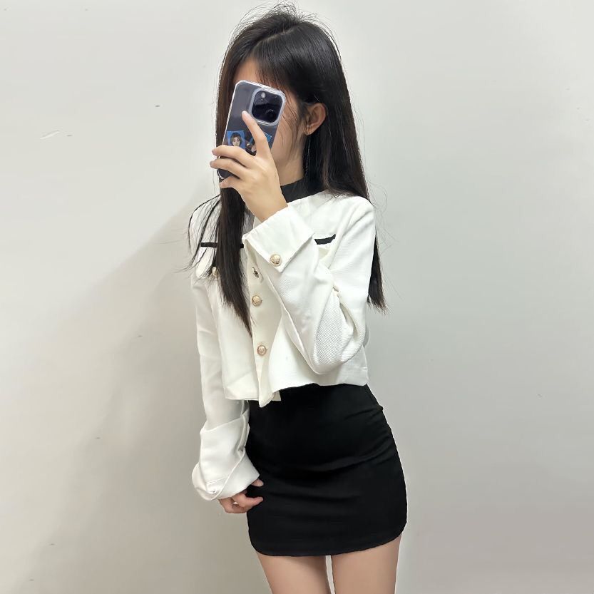 社会女小香风套装快手网红同款气质上衣短外套女+包臀吊带短裙子