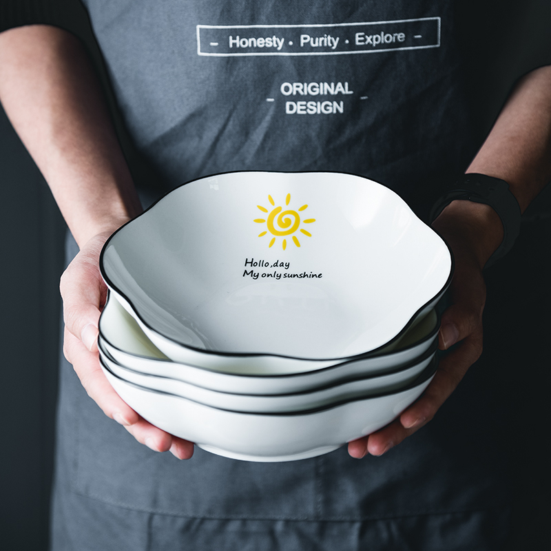 日式手绘可爱梅花小碗水果沙拉