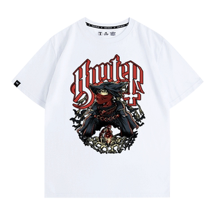 血源诅咒老猎人魂系主机游戏周边印花上衣夏季男士纯棉短袖T恤衫