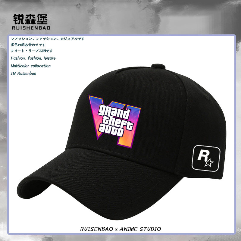 R星游戏GTA6罪恶都市侠盗猎车手经典游戏周边棒球帽夏季男棉遮阳