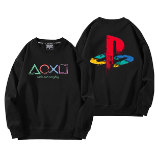 索尼PlayStation主机游戏公司PS5周边圆领卫衣秋冬薄款加绒男宽松