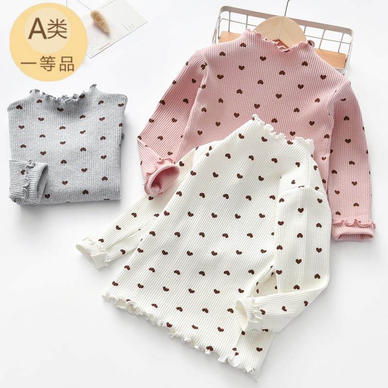 女童打底衫春秋新款a类宝宝纯棉半高领内搭女孩打底秋衣儿童上衣