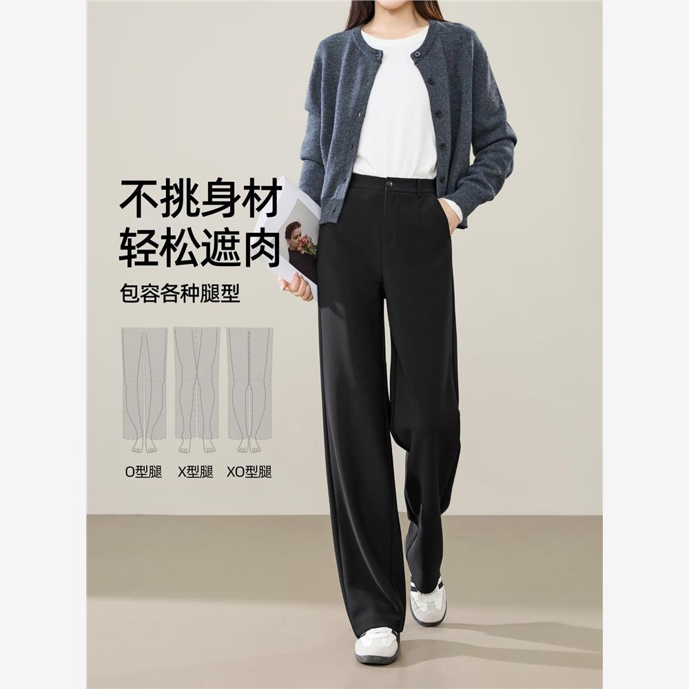 窄版阔腿直筒西装裤女2025年秋季新款高腰休闲垂感弹力通勤裤