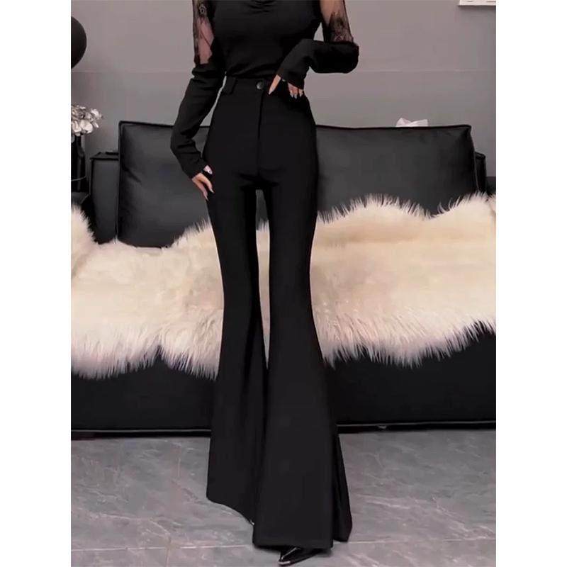 喇叭裤女夏季薄款黑色裤子高腰显瘦拖地裤垂坠感休闲 长裤西装裤