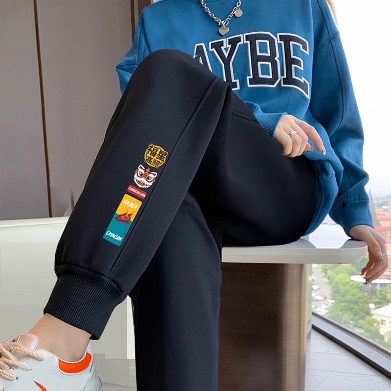 加绒卫裤男款秋季国风宽