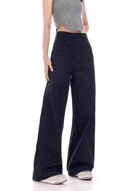 仔仔时尚女装秋季新款梨型身材八字口袋设计显瘦垂感阔腿裤西装裤