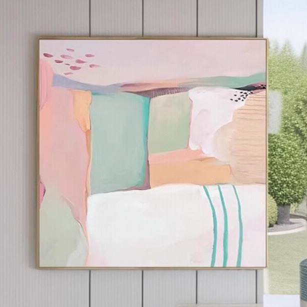 简约玄关装饰画牡丹花卉客厅壁画美式轻奢正方形餐厅卧室墙壁挂画图片