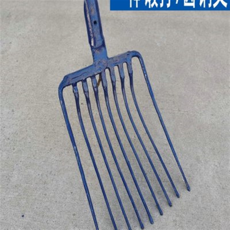 叉子农用草叉子粪粪叉工具农x具实心大号牛粪九齿钢叉铁叉煤叉大