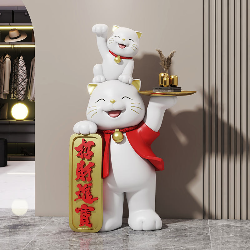 发财猫礼物大型落地招p财猫摆件客厅前台工艺装饰品新店铺开业送