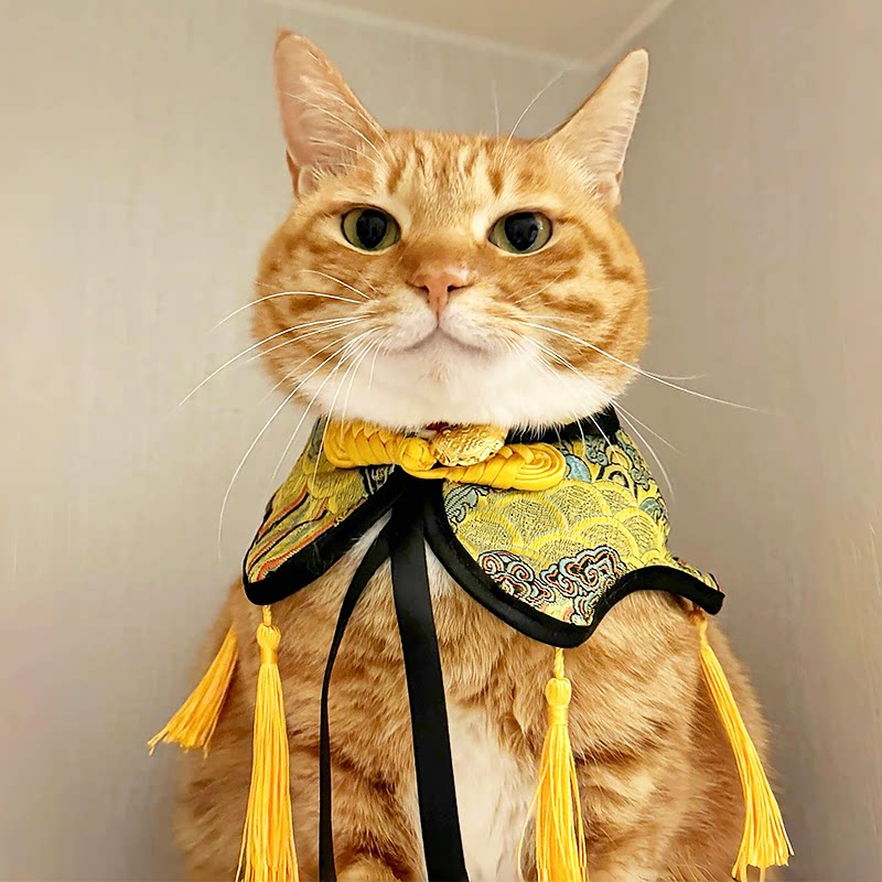 猫咪中式披风斗篷口水巾围脖衣服宠物小狗专用新年款春节装扮礼物